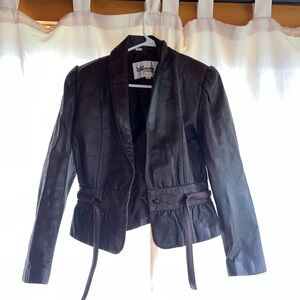 Wilsons Leather Brown Leather Jacket Peplum Waist